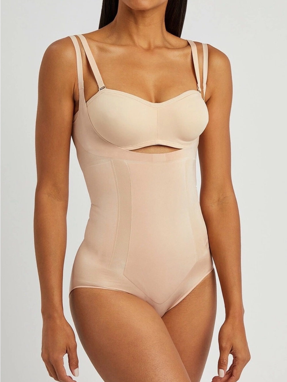 Spanx - Seamless Beige Shaping Bodysuit with Convertible Straps - Size 1X